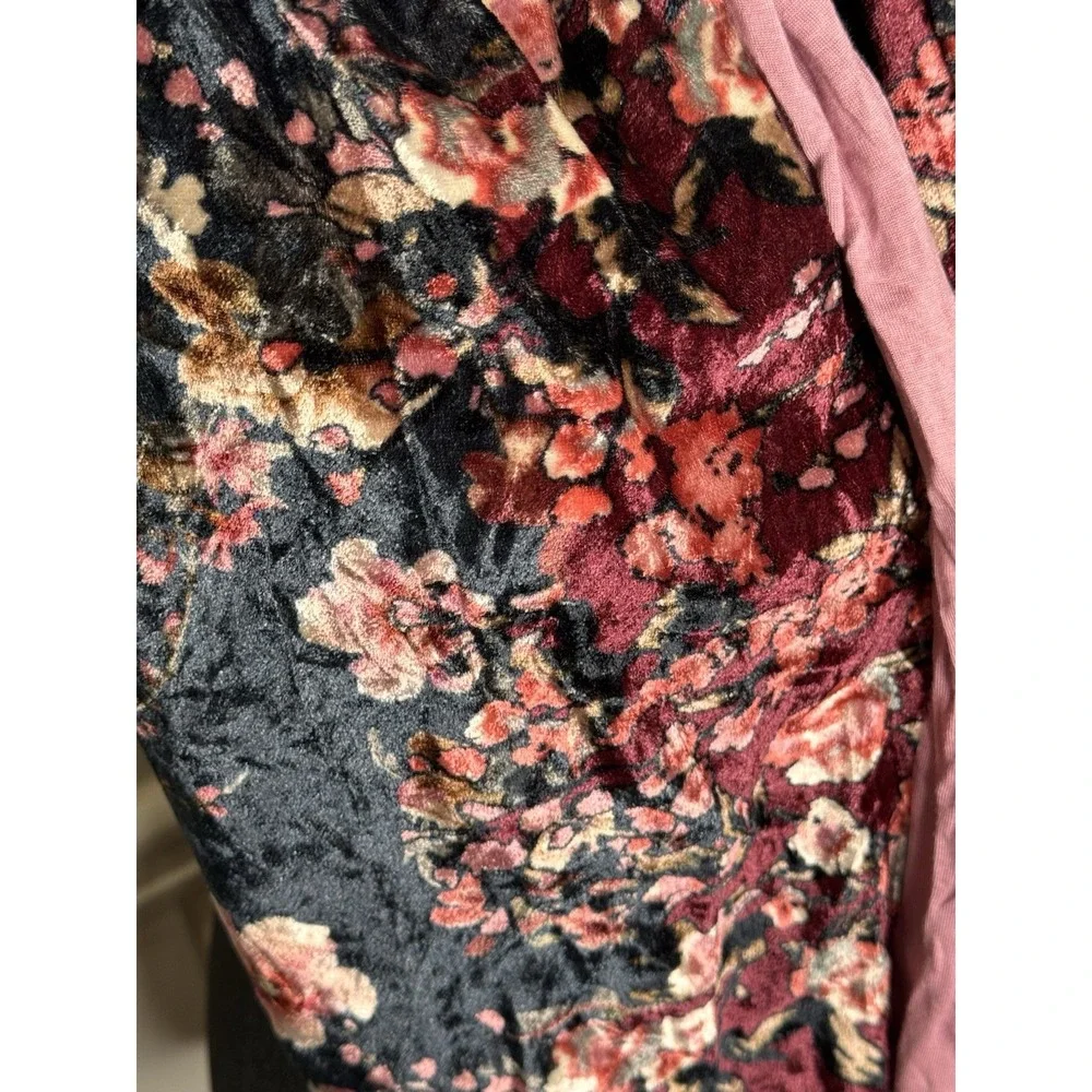 Anthropologie Tolani Infinity Scarf Pink Floral Crushed Velvet Whimsigoth NWT